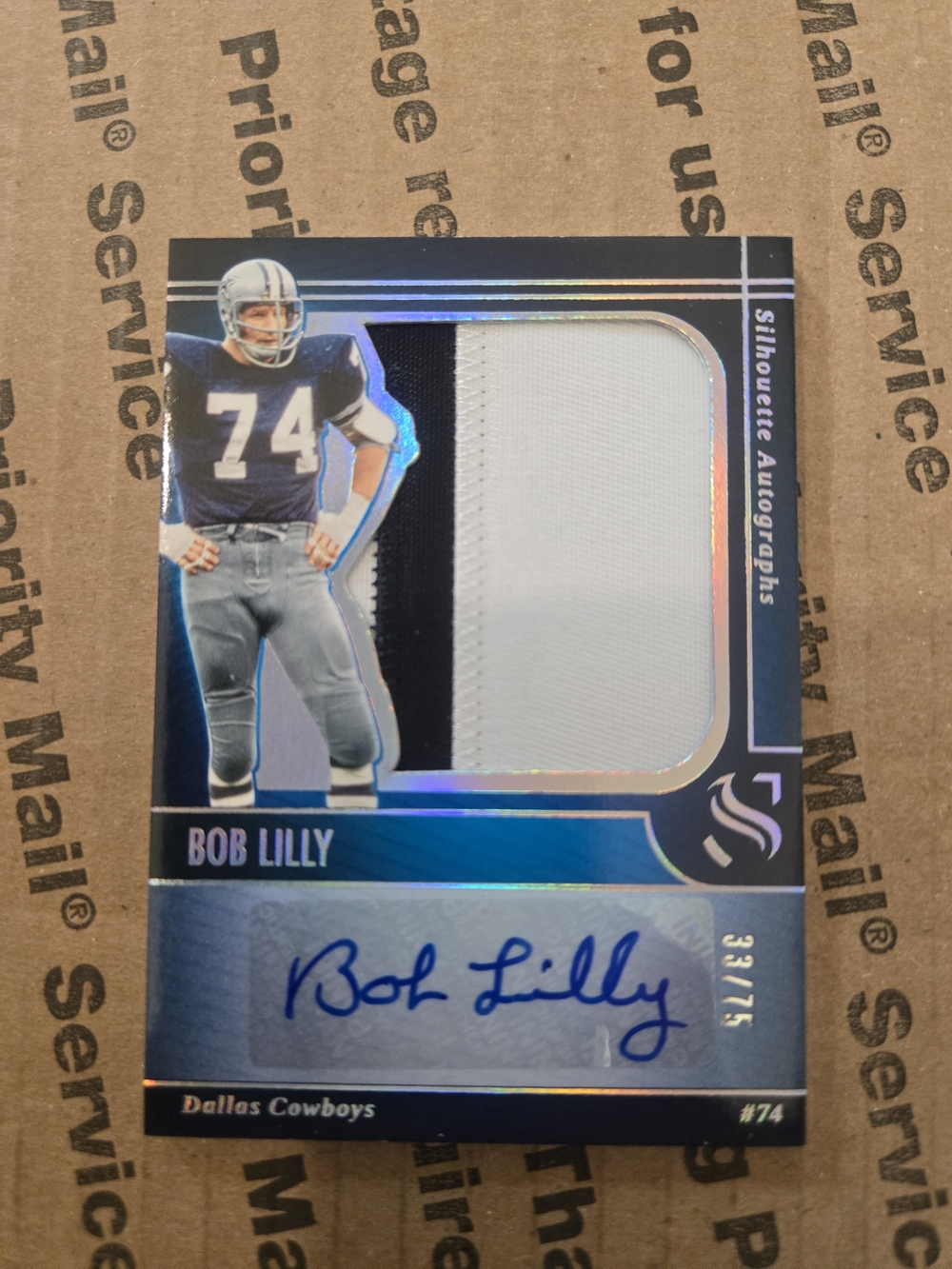 Panini Silhouette Autographs Bob Lilly Trading Card - Blue, White, Black